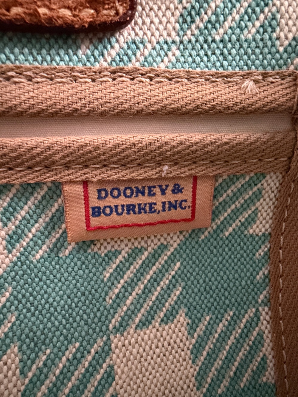 Dooney & Bourke Teal and Cream Plaid Canvas Small Tulip Tassel Tote - Picture 2 of 16